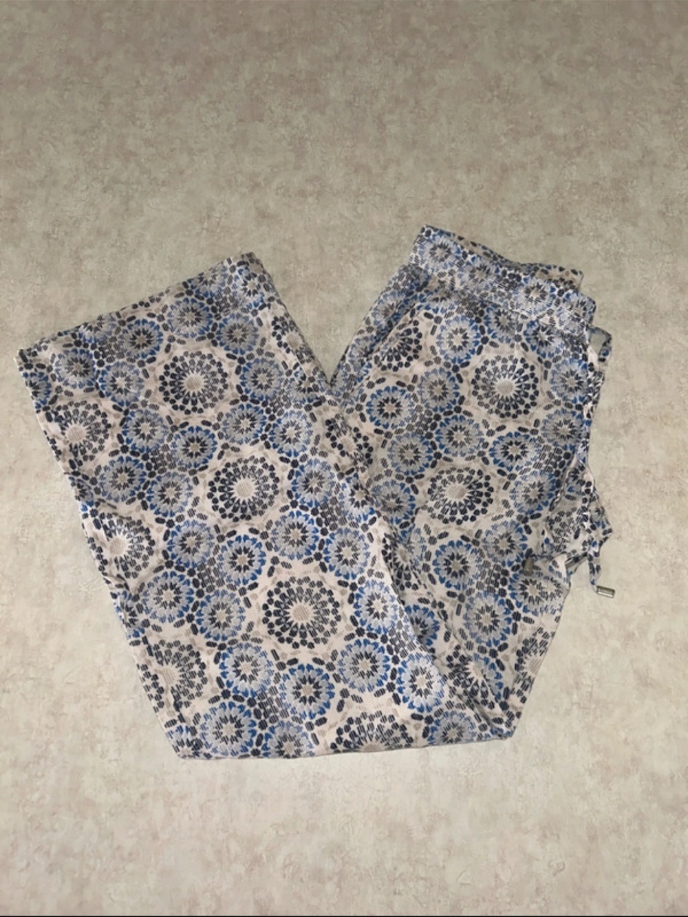 Tommy Bahama Blue and Gray Medallion Wide Leg Pants